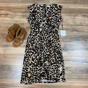 NWT Calvin Klein Leopard Print Wrap Dress Women's 14